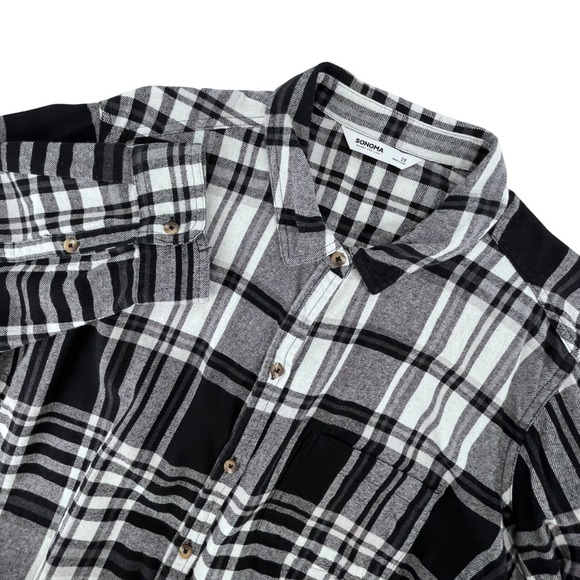Sonoma Goods For Life Tops - Sonoma Black White Plaid Flannel Shirt Womens 2X Fall Casual Classic Cabincore
